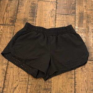 90 Degree By Reflex Black Laser-Cut Athletic Shorts